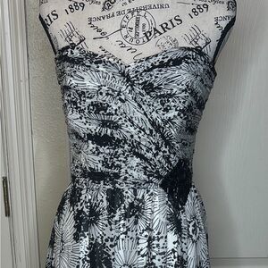 White House Black Market Strapless Black and White Dress